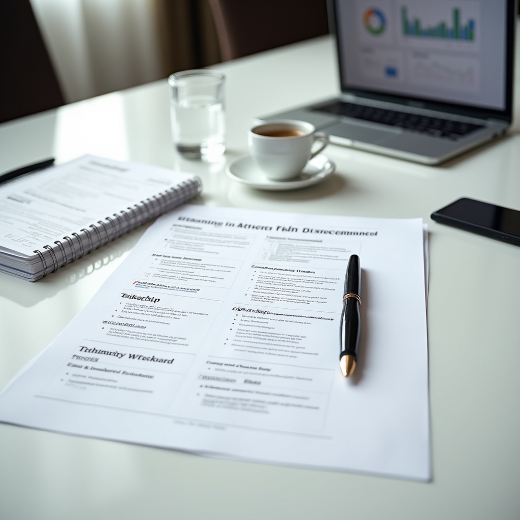 Document plan de acțiune Wolteris pe birou