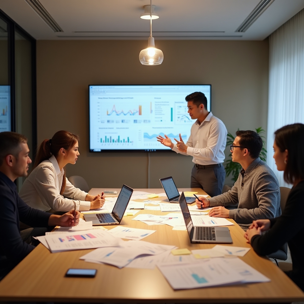 Echipă în workshop de aliniere a raportării